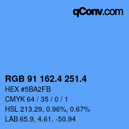 カラーコード: RGB 91 162.4 251.4 | qconv.com