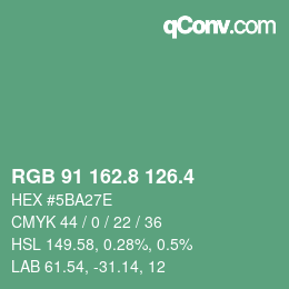 カラーコード: RGB 91 162.8 126.4 | qconv.com