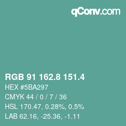 カラーコード: RGB 91 162.8 151.4 | qconv.com