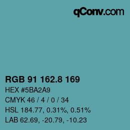 カラーコード: RGB 91 162.8 169 | qconv.com