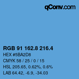 カラーコード: RGB 91 162.8 216.4 | qconv.com