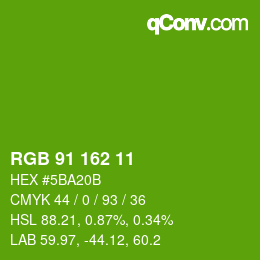 Color code: RGB 91 162 11 | qconv.com