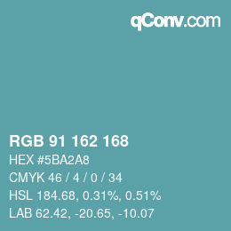 Color code: RGB 91 162 168 | qconv.com