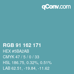 Color code: RGB 91 162 171 | qconv.com