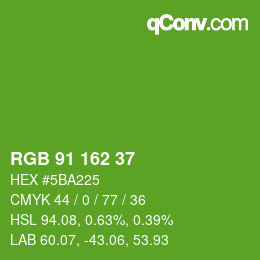 颜色代码: RGB 91 162 37 | qconv.com