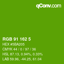 カラーコード: RGB 91 162 5 | qconv.com