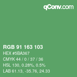 カラーコード: RGB 91 163 103 | qconv.com
