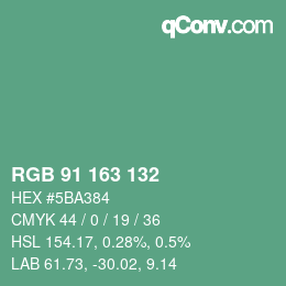 Color code: RGB 91 163 132 | qconv.com