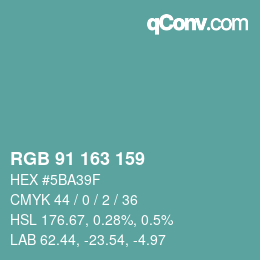 Code couleur: RGB 91 163 159 | qconv.com