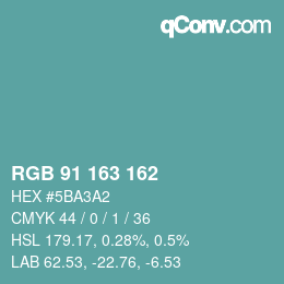 Color code: RGB 91 163 162 | qconv.com