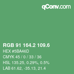 カラーコード: RGB 91 164.2 109.6 | qconv.com