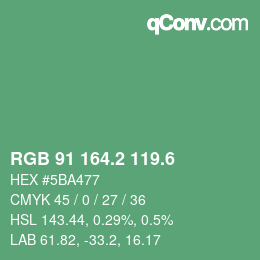 カラーコード: RGB 91 164.2 119.6 | qconv.com