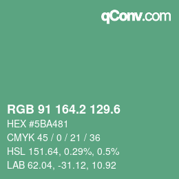 カラーコード: RGB 91 164.2 129.6 | qconv.com