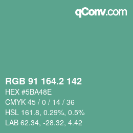 カラーコード: RGB 91 164.2 142 | qconv.com