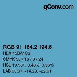 カラーコード: RGB 91 164.2 194.6 | qconv.com