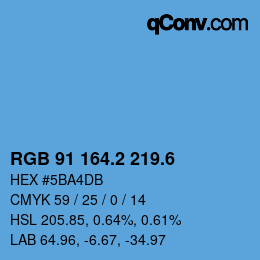 カラーコード: RGB 91 164.2 219.6 | qconv.com