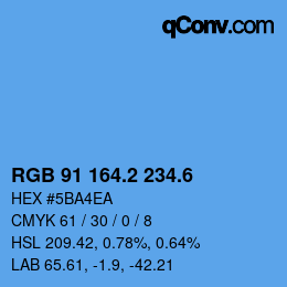 カラーコード: RGB 91 164.2 234.6 | qconv.com