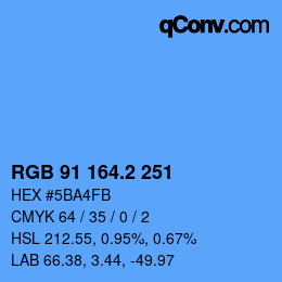 カラーコード: RGB 91 164.2 251 | qconv.com