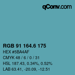 カラーコード: RGB 91 164.6 175 | qconv.com
