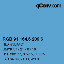 カラーコード: RGB 91 164.6 209.6 | qconv.com