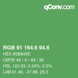 カラーコード: RGB 91 164.6 94.6 | qconv.com