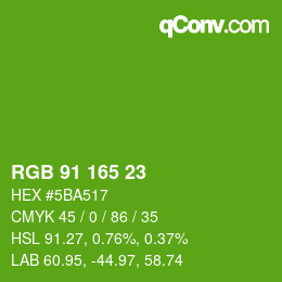 Color code: RGB 91 165 23 | qconv.com