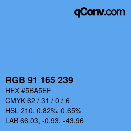 カラーコード: RGB 91 165 239 | qconv.com