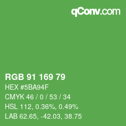 Color code: RGB 91 169 79 | qconv.com