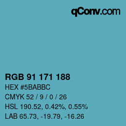 Color code: RGB 91 171 188 | qconv.com
