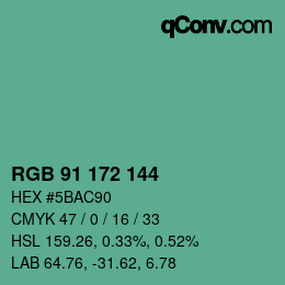 カラーコード: RGB 91 172 144 | qconv.com