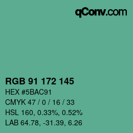 Color code: RGB 91 172 145 | qconv.com