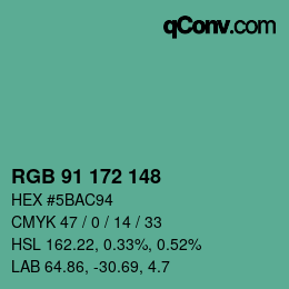 カラーコード: RGB 91 172 148 | qconv.com