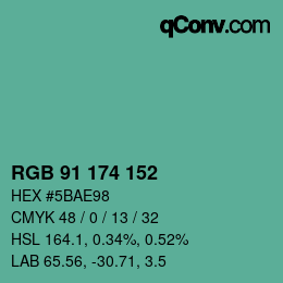 Color code: RGB 91 174 152 | qconv.com