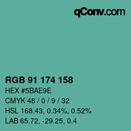 Color code: RGB 91 174 158 | qconv.com