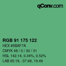 Color code: RGB 91 175 122 | qconv.com