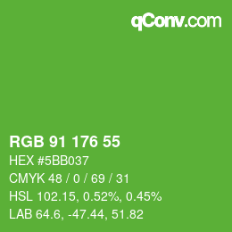 颜色代码: RGB 91 176 55 | qconv.com
