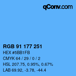 Color code: RGB 91 177 251 | qconv.com