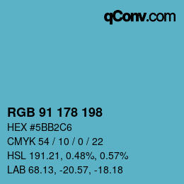 Color code: RGB 91 178 198 | qconv.com