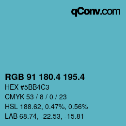 カラーコード: RGB 91 180.4 195.4 | qconv.com