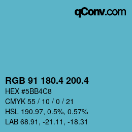 カラーコード: RGB 91 180.4 200.4 | qconv.com