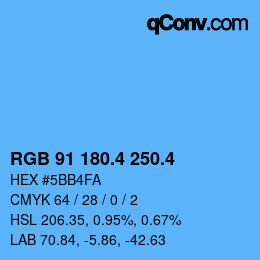 カラーコード: RGB 91 180.4 250.4 | qconv.com