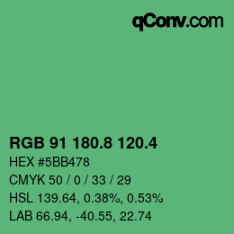カラーコード: RGB 91 180.8 120.4 | qconv.com