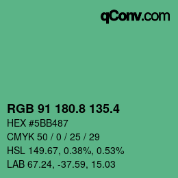 カラーコード: RGB 91 180.8 135.4 | qconv.com