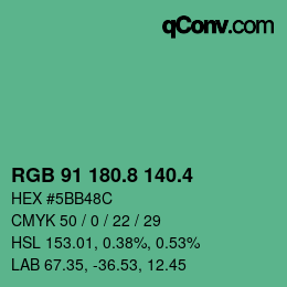 カラーコード: RGB 91 180.8 140.4 | qconv.com