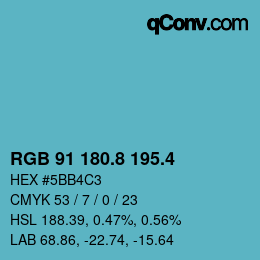 カラーコード: RGB 91 180.8 195.4 | qconv.com