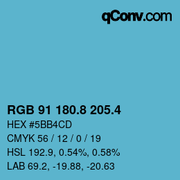 カラーコード: RGB 91 180.8 205.4 | qconv.com