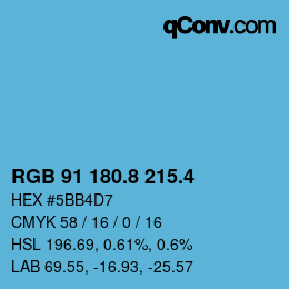 カラーコード: RGB 91 180.8 215.4 | qconv.com