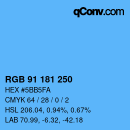 Color code: RGB 91 181 250 | qconv.com