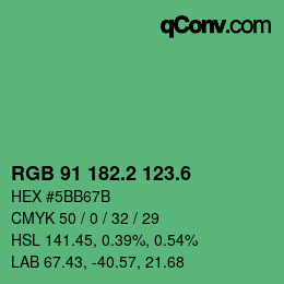 カラーコード: RGB 91 182.2 123.6 | qconv.com