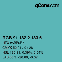 カラーコード: RGB 91 182.2 183.6 | qconv.com
